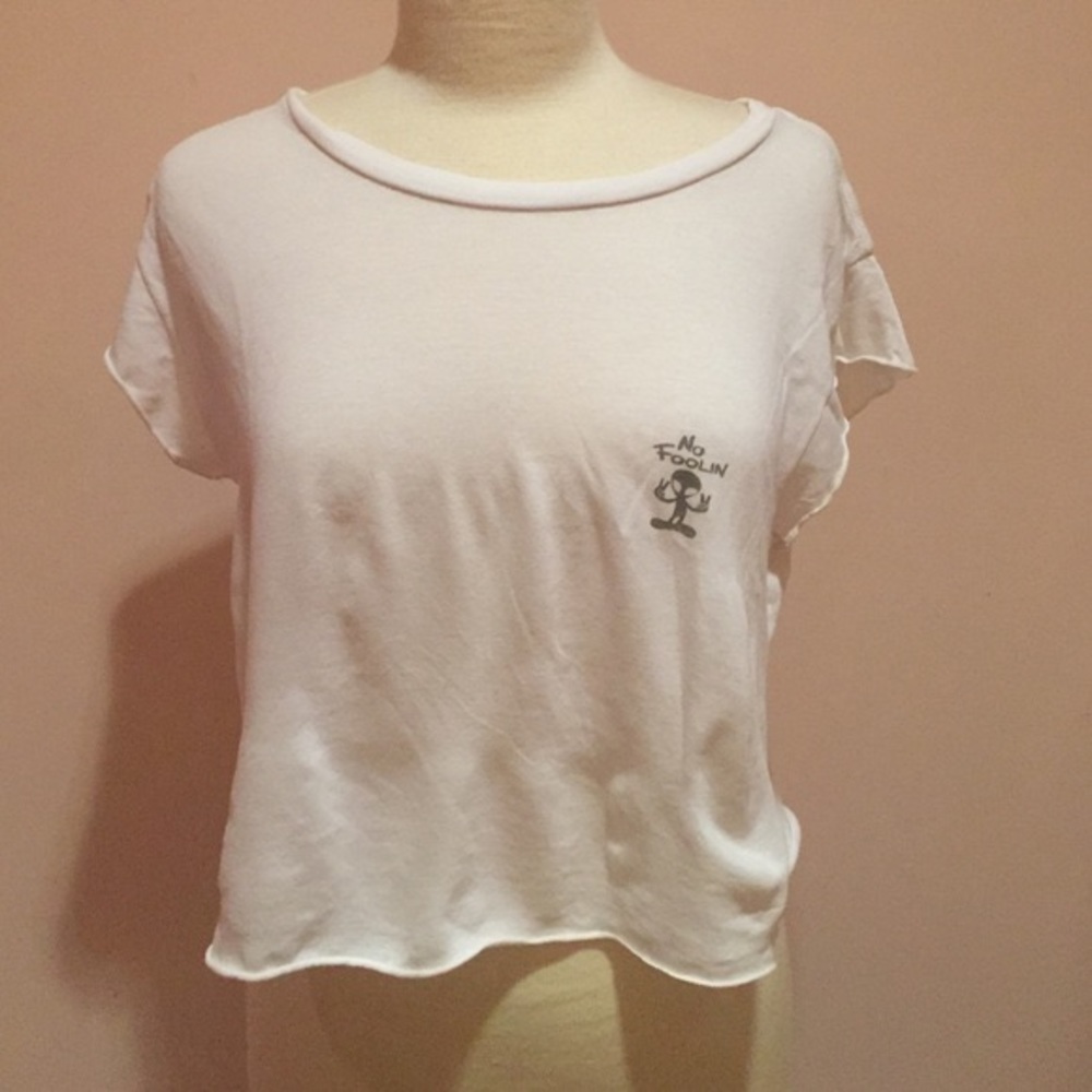no foolin alien crop top tee shirt pacsun